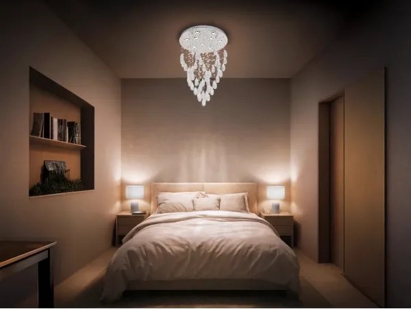 Plafonieră cu cristale LED MAJURO LED/30W/230V diam. 45 cm crom lucios + telecomandă