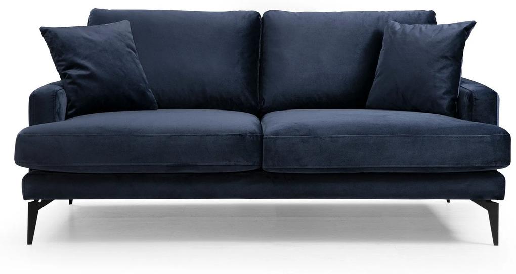 Canapea cu 2 Locuri Papira, Albastru Marin, 175 x 88 x 90 cm