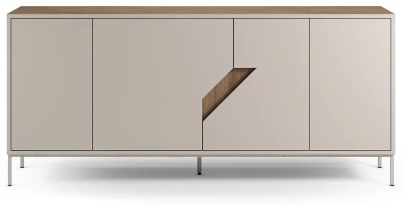 Comodă crem/în culoare naturală cu aspect de lemn de stejar 180x80x40 cm Lilou – Marckeric