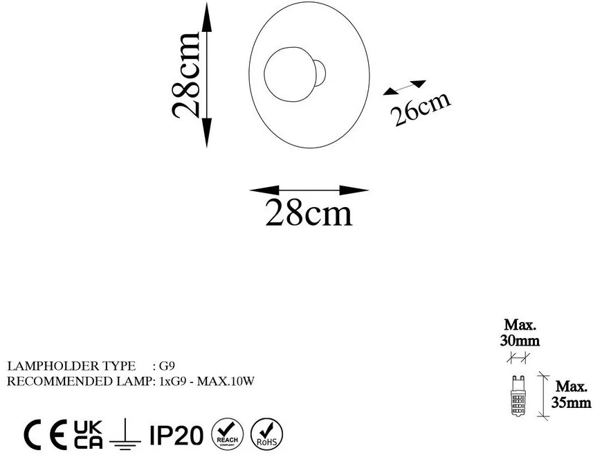 Aplică de perete arămie ø 28 cm Kurt – Opviq lights