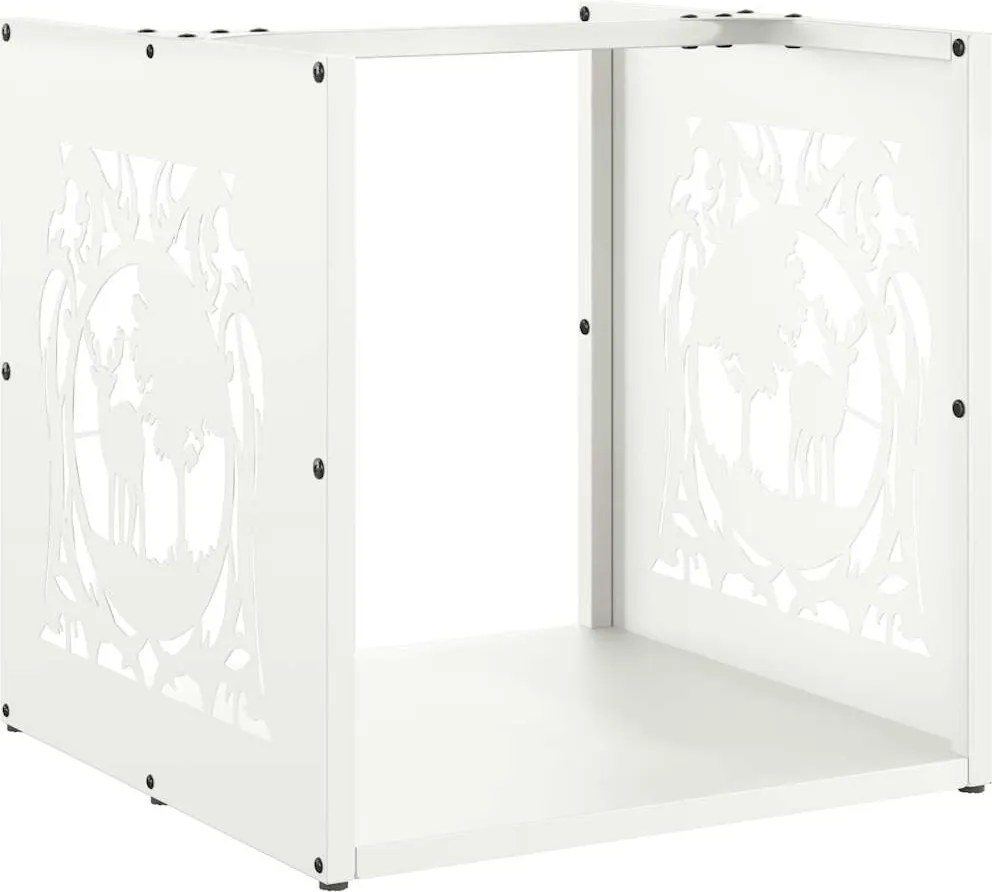 vidaXL Suport pentru lemne de foc alb 40x40x40 cm Oțel laminat la rece