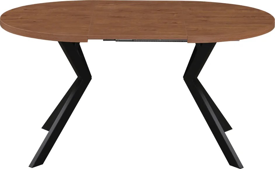 Masă de sufragerie extensibilă, stejar închis/negru, 100-250x75,5 cm, LUKOS