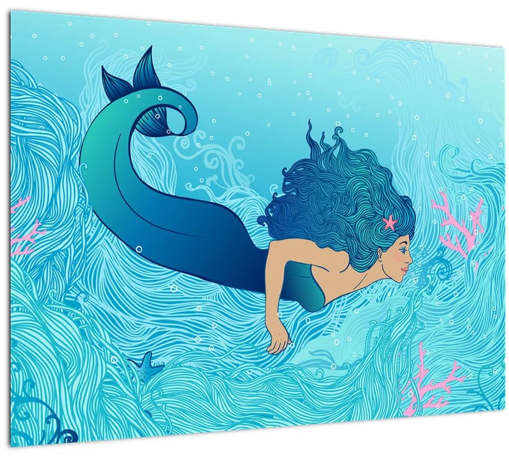 Tablou pe sticlă - Sirena (70x50 cm)
