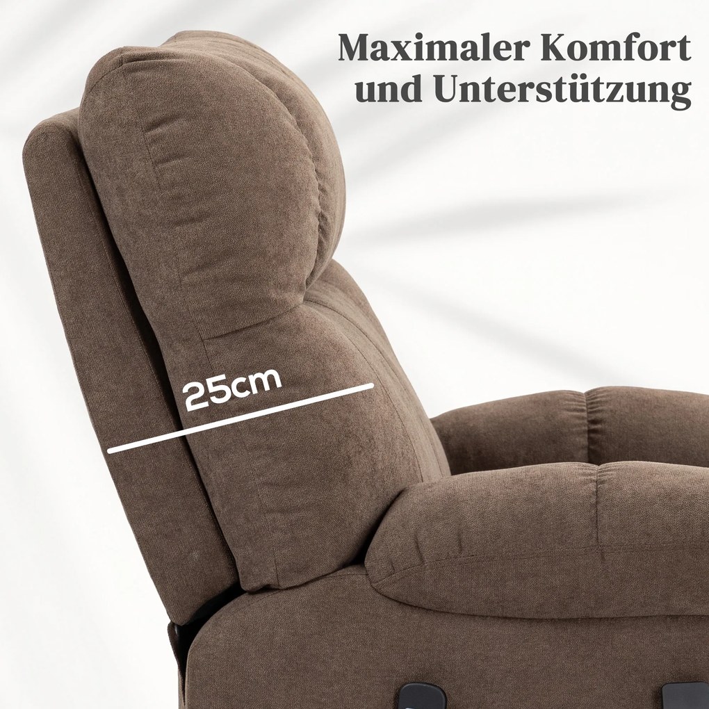 HOMCOM Fotoliu de Relaxare cu Funcție de Ridicare, electric, 90x75x100cm, Maro | Aosom Romania