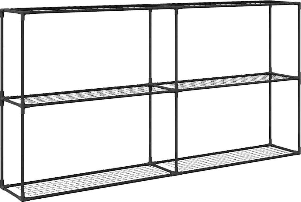 vidaXL Stand pentru plante cu 3 niveluri Negru 200 x 32 x 104 cm Oțel