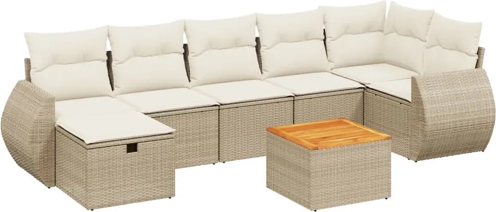 vidaXL Set canapele de grădină, 8 piese, cu perne, bej, poliratan