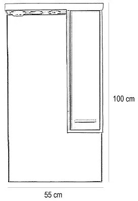 Dulap suspendat cu oglindă Nerva 55 cm, stejar Sonoma