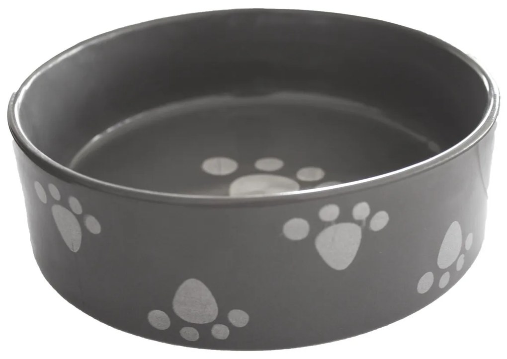 Bol ceramic pentru câine Paw gri, 15 x 5 cm