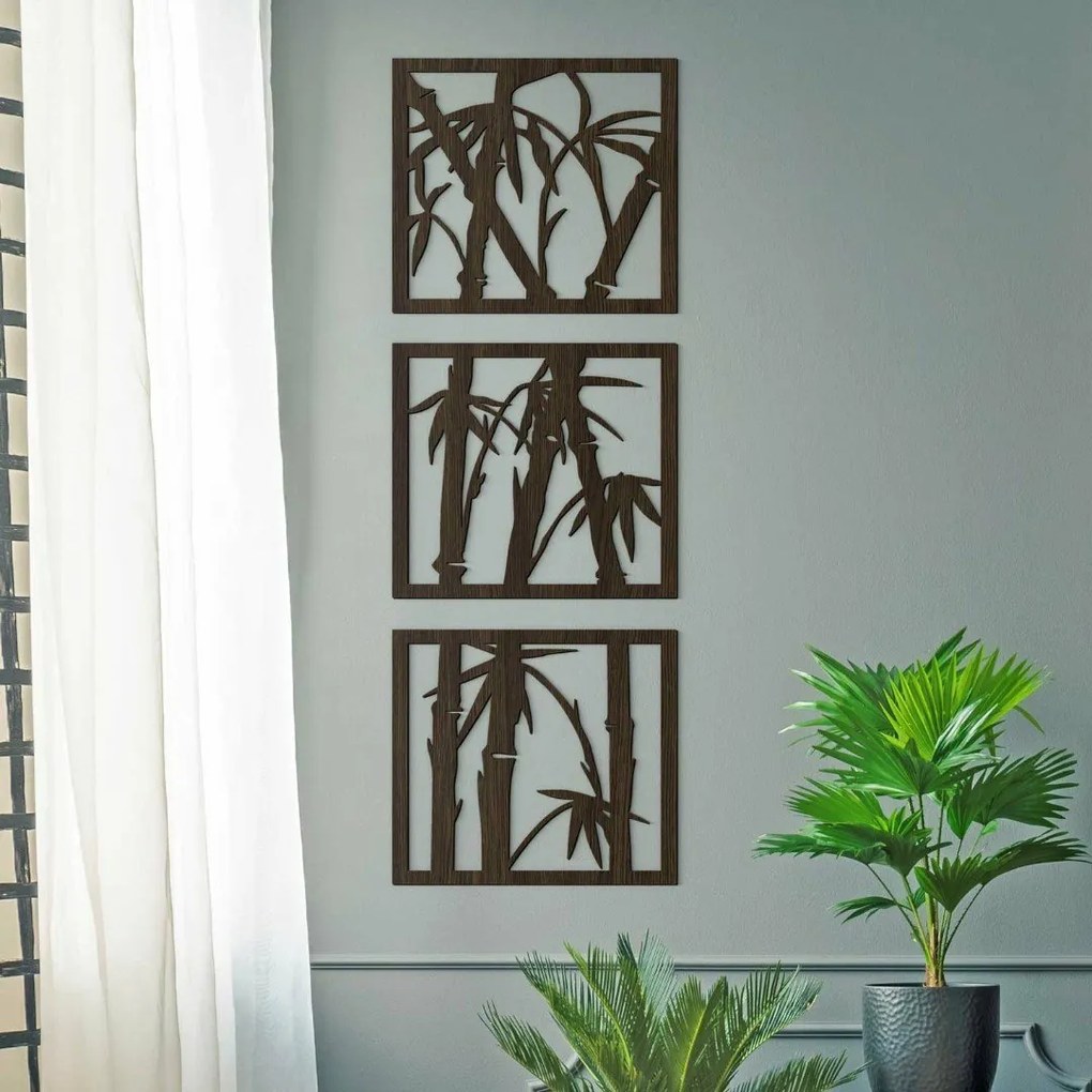 DUBLEZ | Tablou din 3 piese pentru living - Bambus