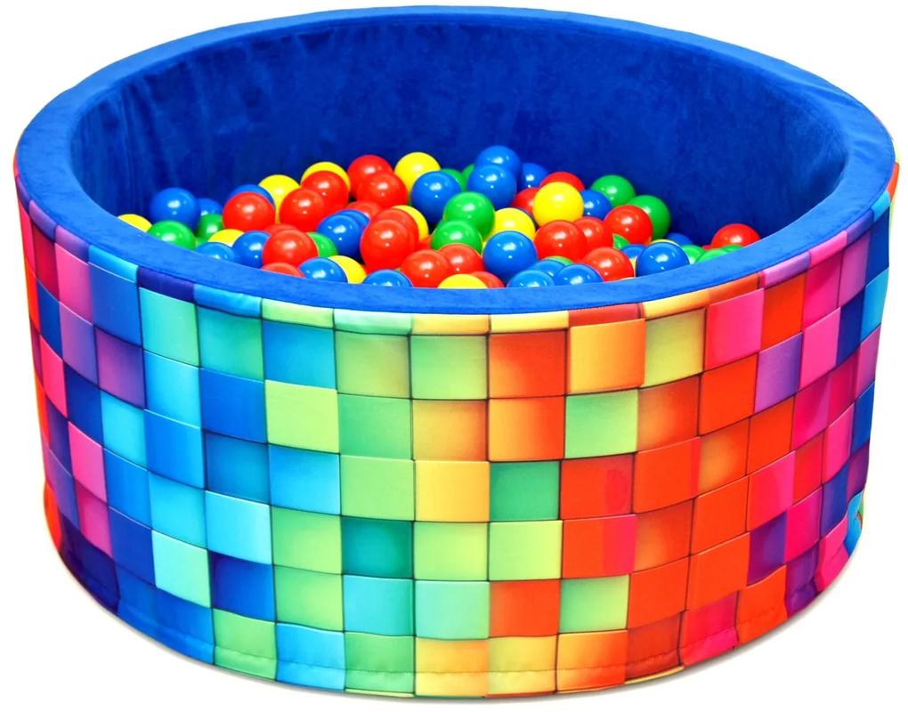 NELLYS Piscina pentru copii 90x40cm formă circulară + 200 de baloane - albastru, colorat cuburi, Ce19