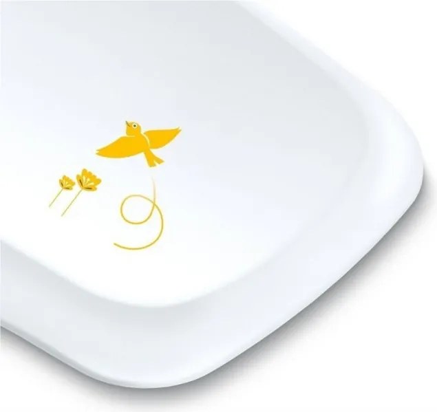 Cantar electronic pentru bebelusi Beurer BY 80, 20 kg max. greutate, Functie tara, 50x31 cm, Alb/galben