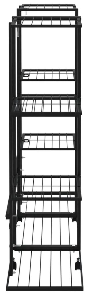 Suport pentru flori cu roti, 94,5x24,5x91,5 cm, negru, fier