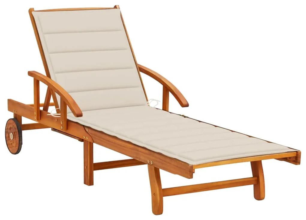 vidaXL Șezlong de grădină cu pernă, lemn masiv de acacia