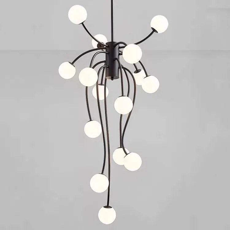 ✨ Lustră Modernă E007/15 – Stil Negru Elegant, 15 Surse de Lumină