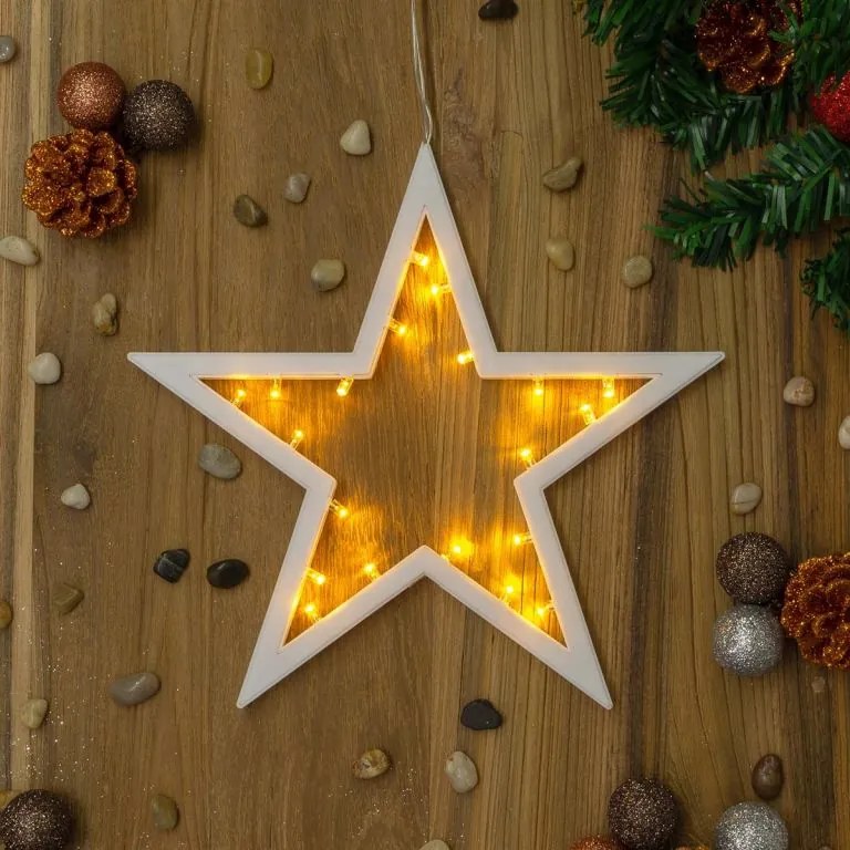 Set de stele, 2 bucăți, 20 LED-uri, alb cald