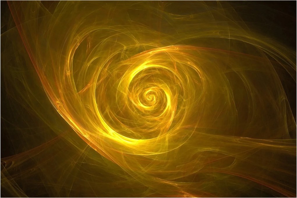 Tabloul cu spirala abstractă în galben (90x60 cm)