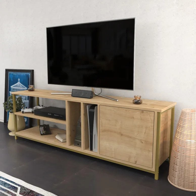 Comoda TV Oneida - Gold, Oak