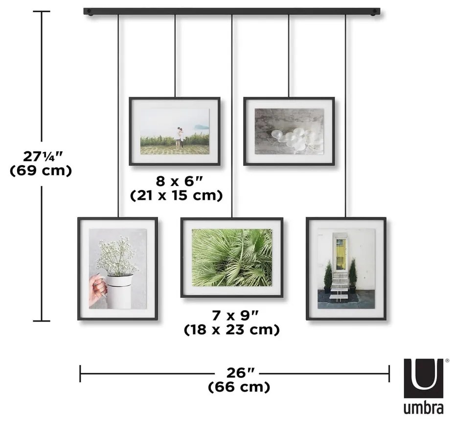 Rame negre de agățat din metal 5 buc 66x69 cm Exhibit – Umbra