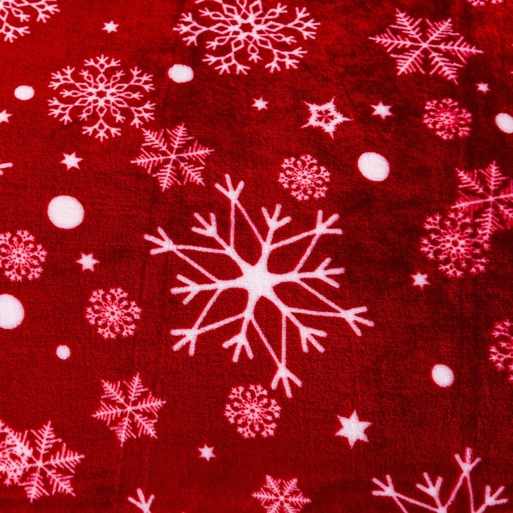 Patura Cocolino rosie de Craciun SNOWFALL Dimensiune: 200 x 220 cm
