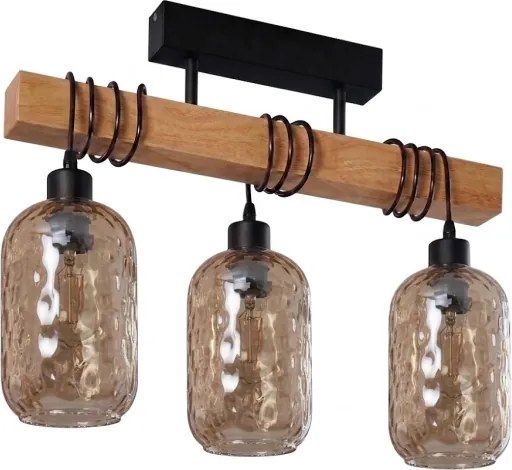 Brilagi - Lustră aplicată WOOD GLASS 3xE27/60W/230V pin/negru/maro fumuriu