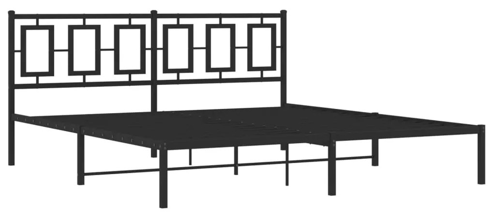374245 vidaXL Cadru de pat metalic cu tăblie, negru, 180x200 cm