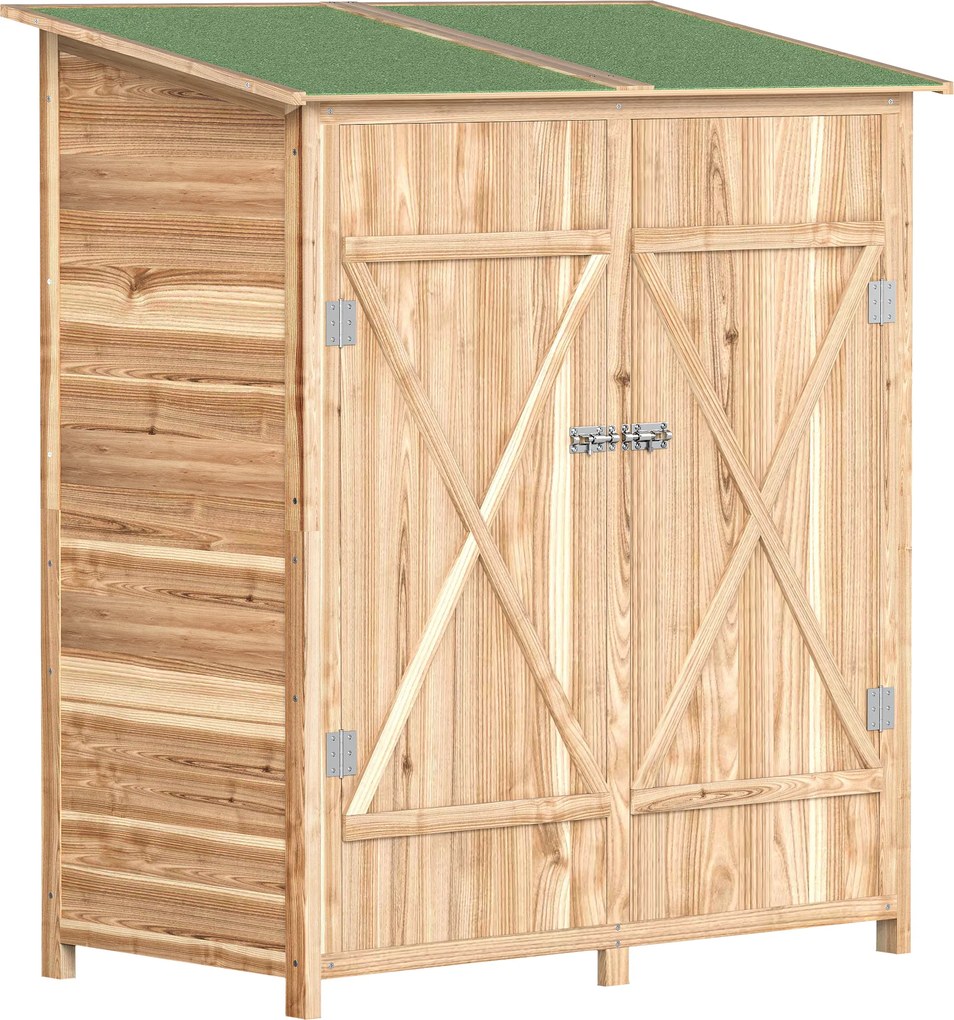 Outsunny Șopron pentru unelte, șopron pentru scule cu masă laterală, lemn de brad, 140 x 75 x 157 cm | Aosom Romania