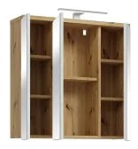 Dulap de baie suspendat cu oglindă VENOM, alb/stejar artisan