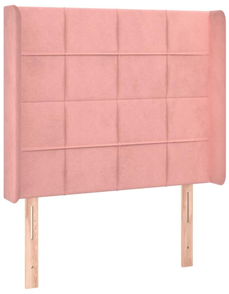 3119615 vidaXL Tăblie de pat cu aripioare, roz, 83x16x118/128 cm, catifea