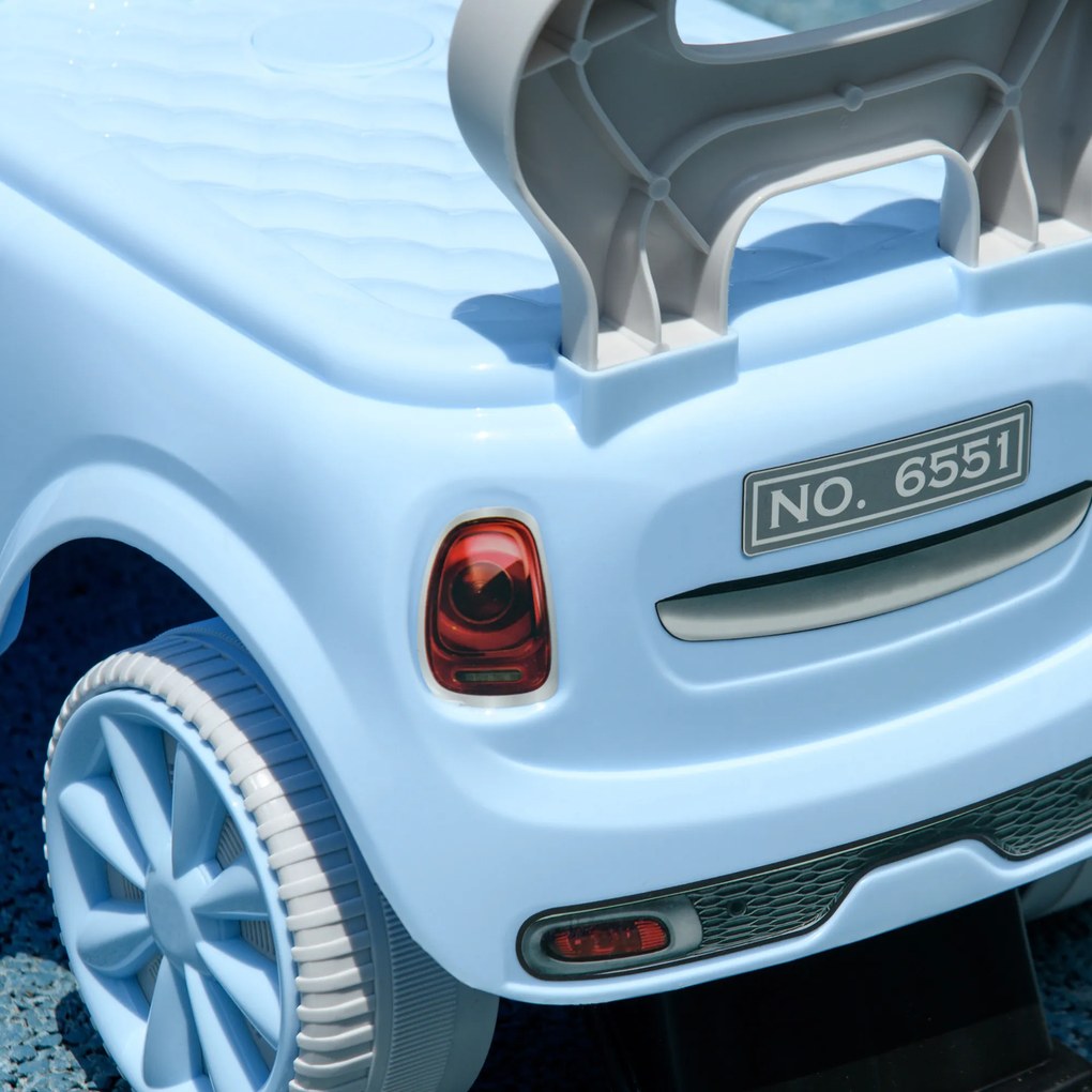 AIYAPLAY Mașinuță de împins pentru copii, protecție anti-răsturnare, spătar, claxon, scaun antiderapant, albastru deschis | Aosom Romania