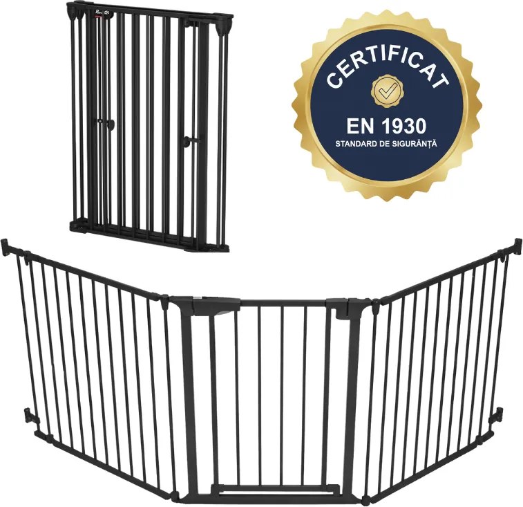 Gard de siguranta pentru copii si animale Kidizi Arven, 3 panouri modulare pliabile, portita cu deschidere in ambele sensuri si autoinchidere, design flexibil