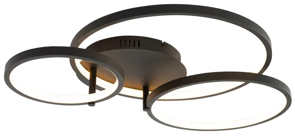 Plafoniera inteligentă neagră cu 3 lumini cu telecomandă - Rondas