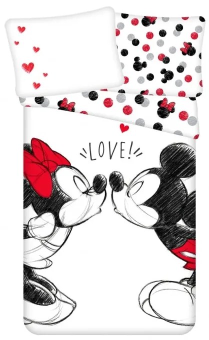 Lenjerie de pat pentru copii MICKEY & MINNIE KISS alb Dimensiune lenjerie de pat: 70 x 90 cm | 140 x 200 cm