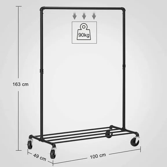 Suport mobil cu roti Black 2, 100 x 49 x 163 cm