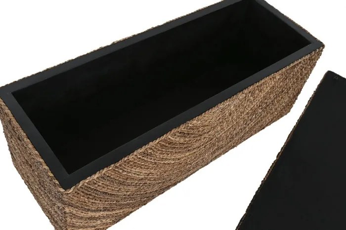 Lada depozitare din fibră naturală cu capac, 120x45x50 cm, finisaj natural