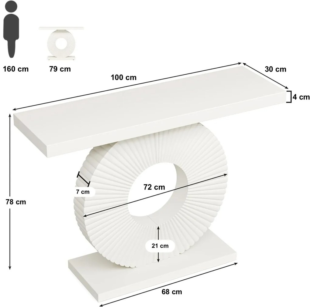 MAN9 - Masa Consola, 100 cm, masuta hol, living, dormitor - Alb