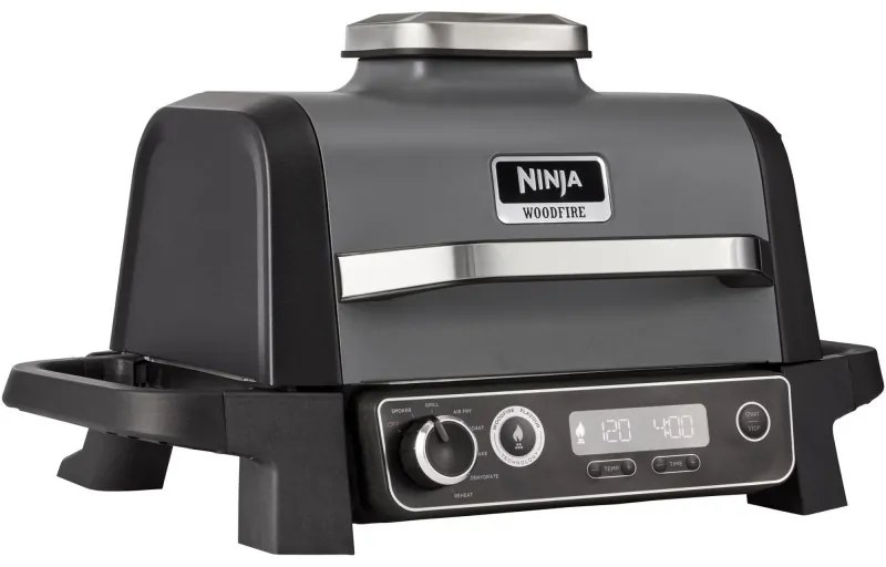 Gratar electric Ninja OG701EU, 2400W, Pana la 260C, Acoperire interna amina ceramica, Woodfire, Gri