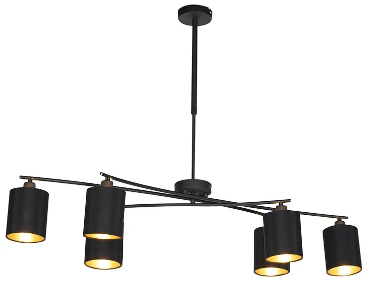 Lampă modernă suspendată neagră reglabilă cu 6 lumini - Lofty