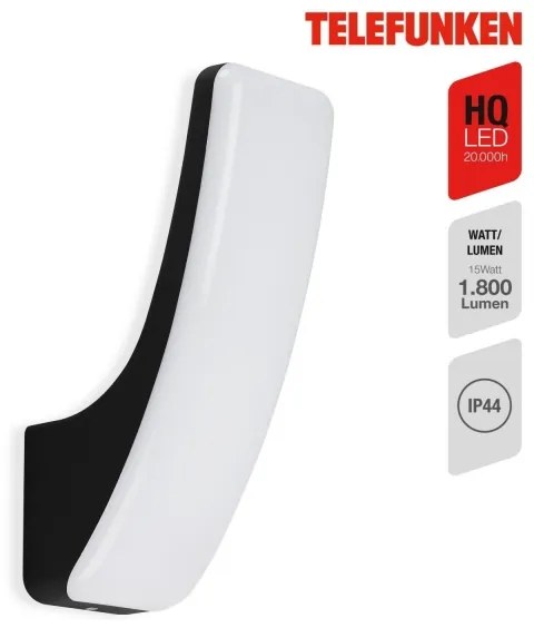 Aplică LED de exterior Telefunken 311605TF LED/15W/230V IP44 negru