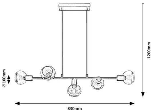 Lustră pe cablu SULLIVAN 5xE14/40W/230V Rabalux 3297