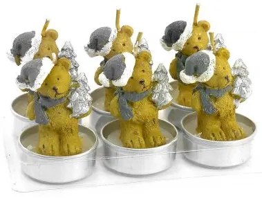 Set 6 lumanari decorative, ursulet, 5 cm