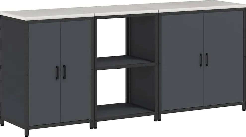 vidaXL Set de depozitare pentru bucătărie cu raft 3 pcs Antracit