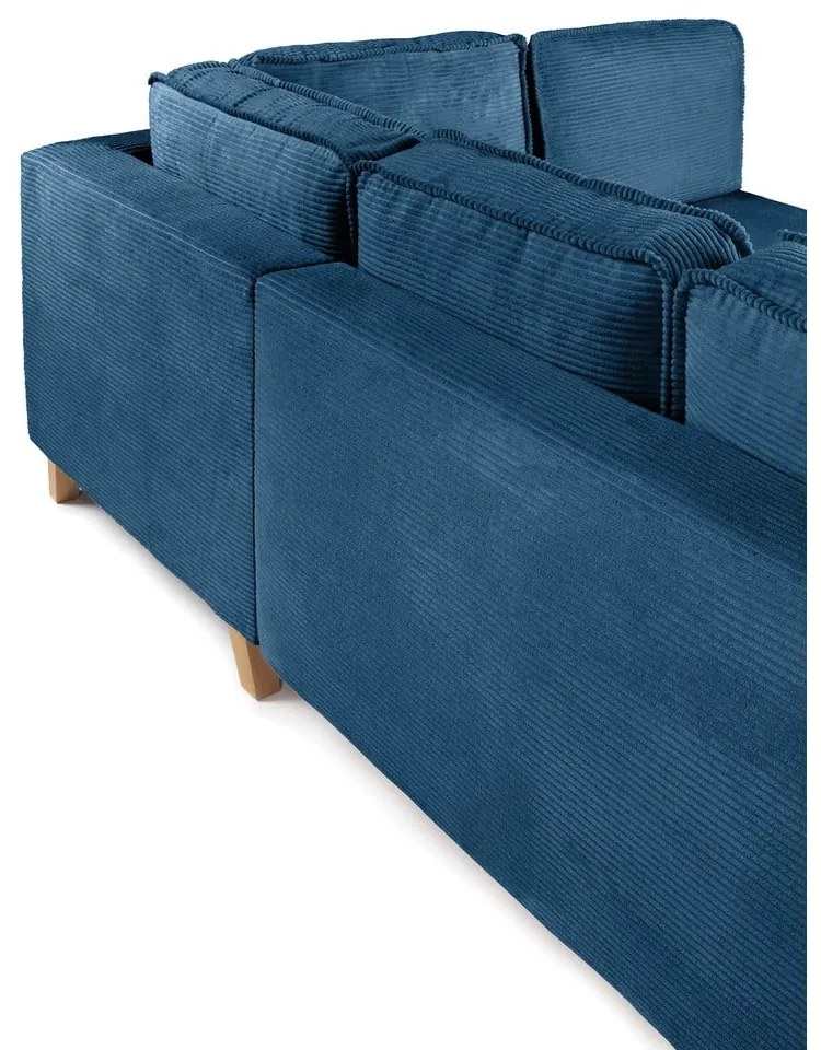 Colțar albastru extensibil cu tapițerie din catifea reiată (cu colț pe partea dreaptă) Tori – Bonami Selection