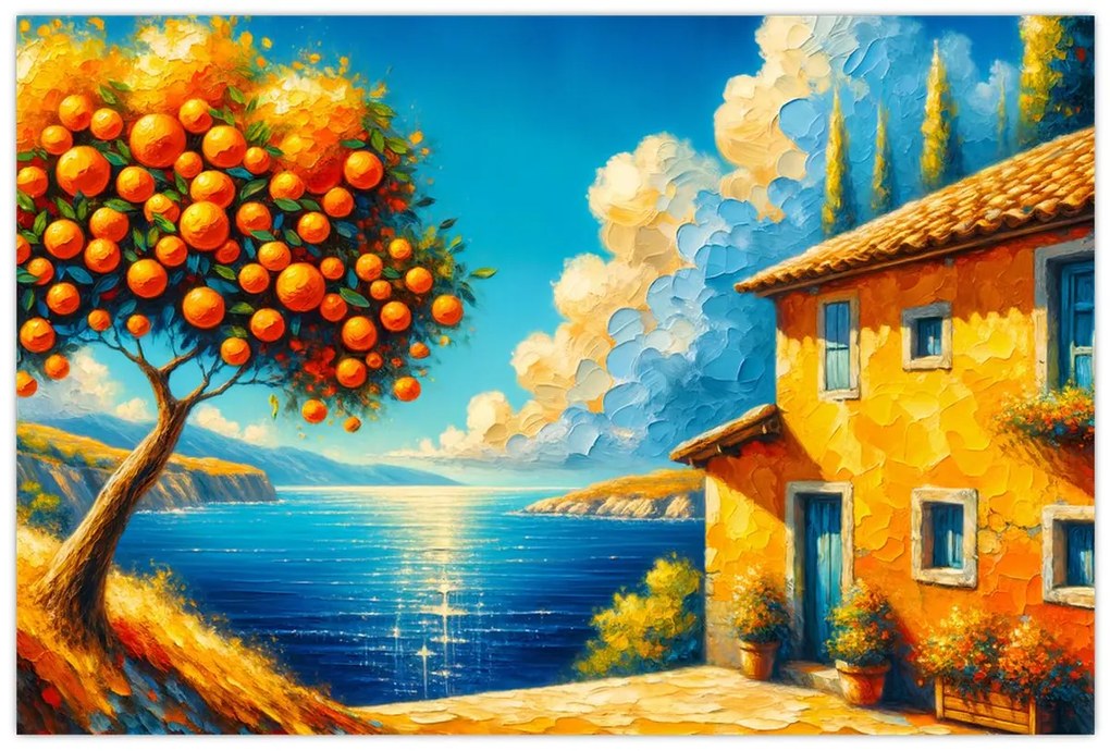 Tablou - Casă cu portocale II. (90x60 cm)