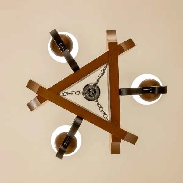 Lustră pe lanț Brilagi QUEEN 3xE14/40W/230V fag/nuc