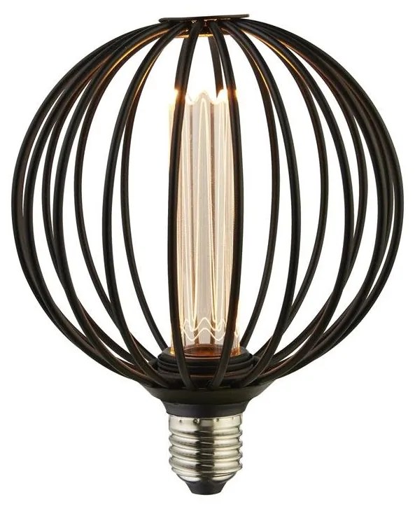 Bec decorativ E27 LED dimabil, metalic Globe Lamp negru