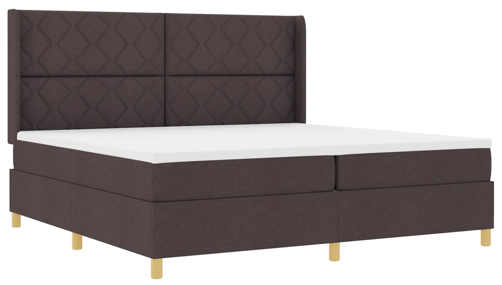 vidaXL Pat cu saltea cu arcuri Maro închis 200 x 200 cm țesătură