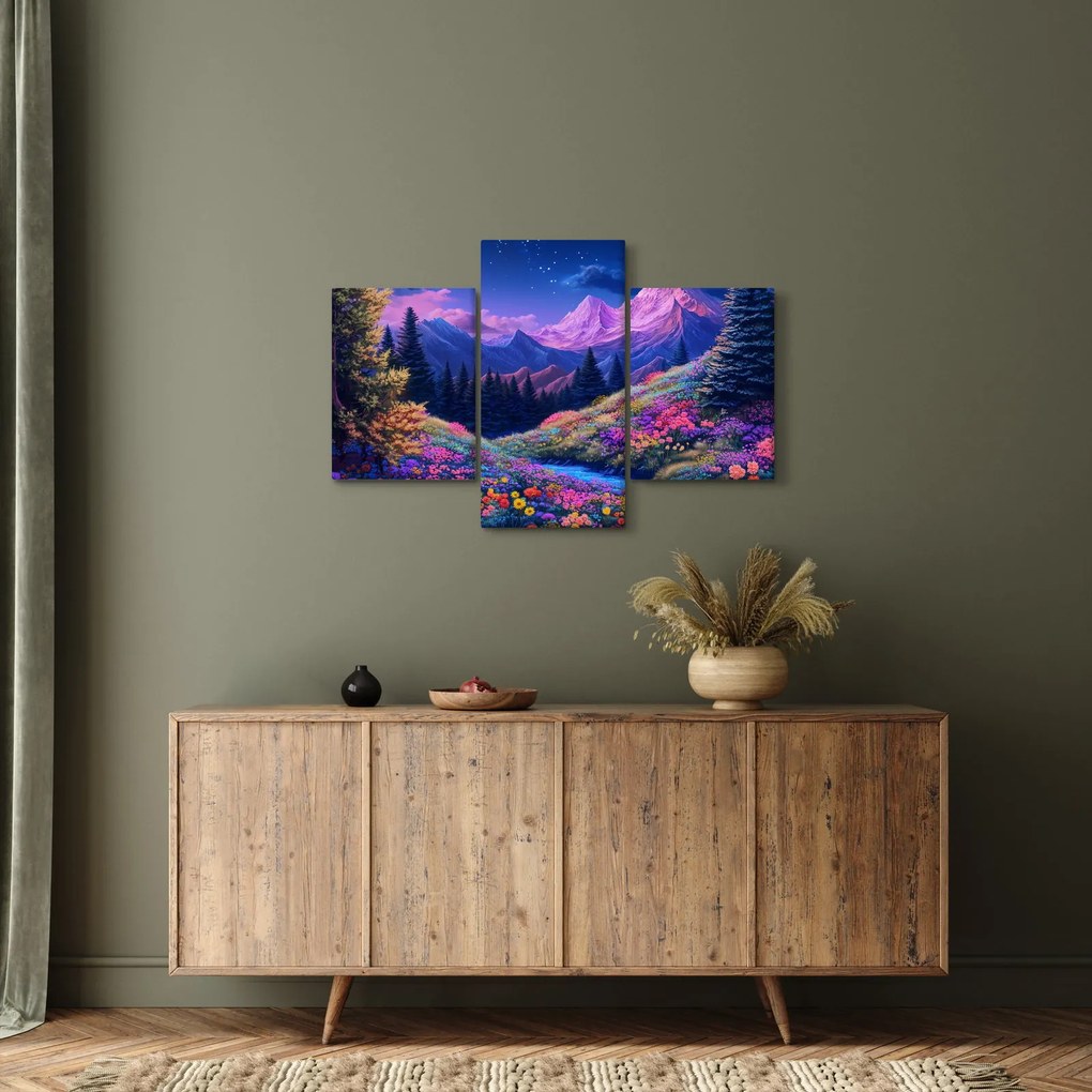 Tablou - Peisaj violet la lună plină (90x60 cm)