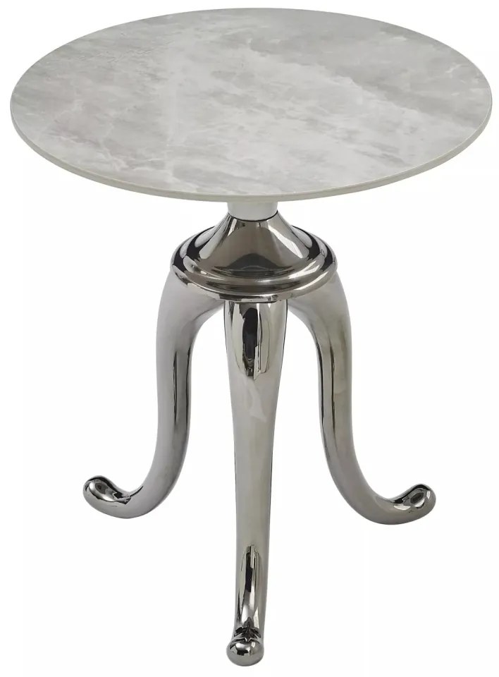 Masuta de cafea Snake marmura alba/argintiu ø48/h55 cm