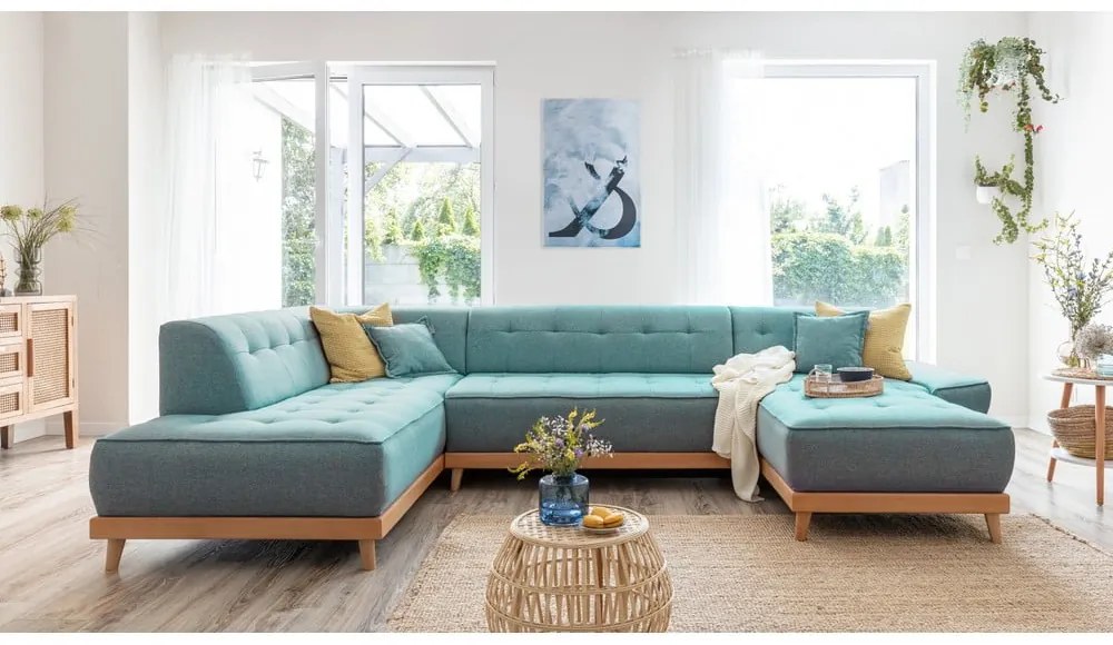 Colțar turcoaz extensibil (cu colț pe partea stângă /în formă de "U") Dazzling Daisy – Miuform