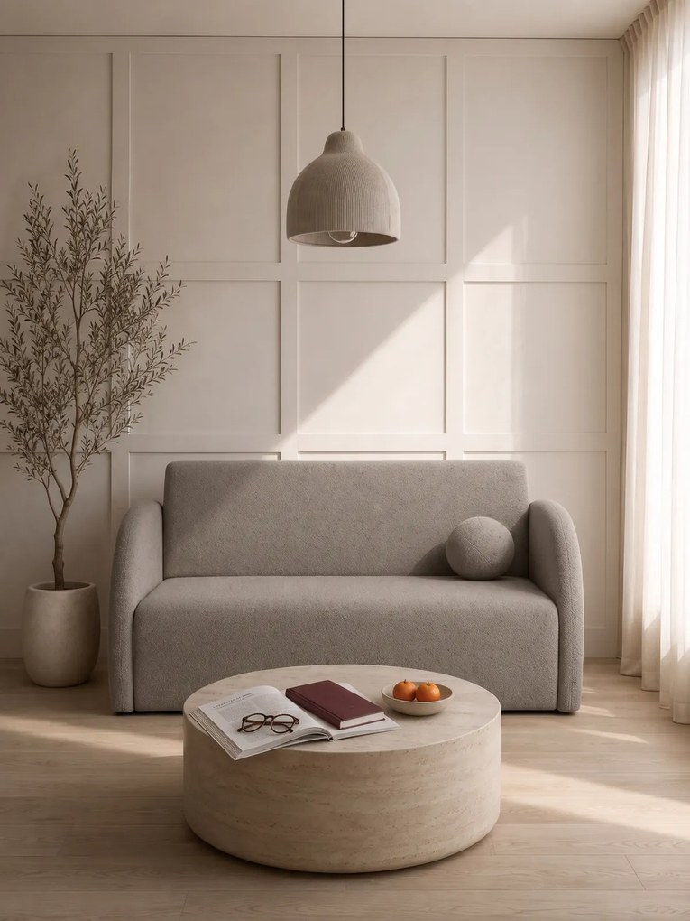 Canapea extensibilă cu 3 locuri și spațiu de depozitare Nubi 140 cm - bouclé bej Quelle 16